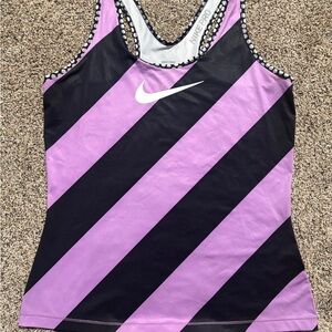 Nike Pro women's Large performance tank top black & lavender striped pattern